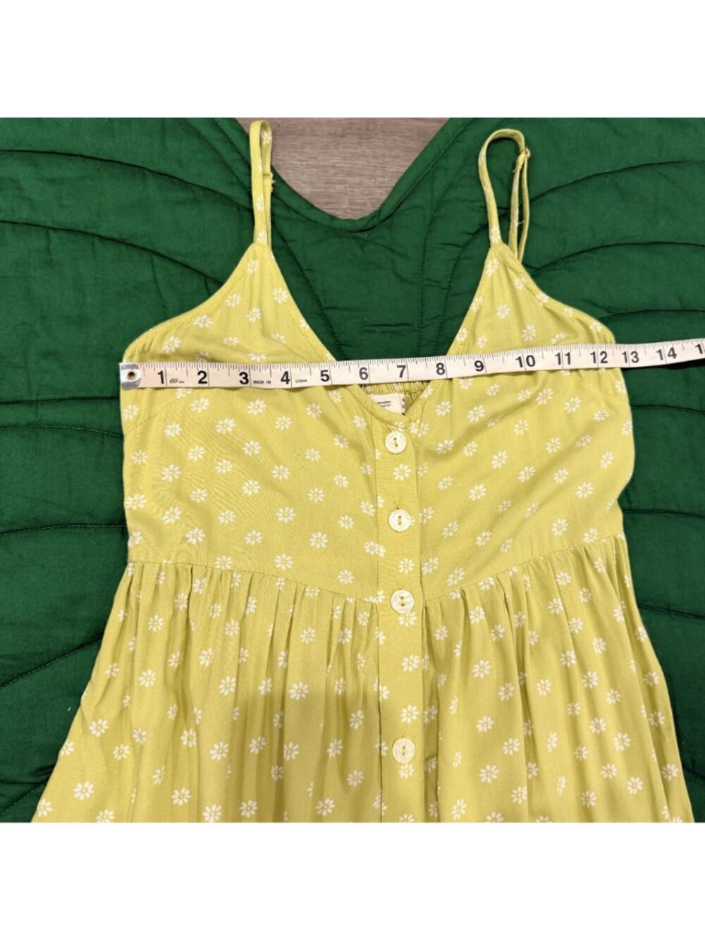 Billabong Womens XS Lime Green Daisy Floral Button Front Cami Midi Maxi Dress - Picture 5 of 7